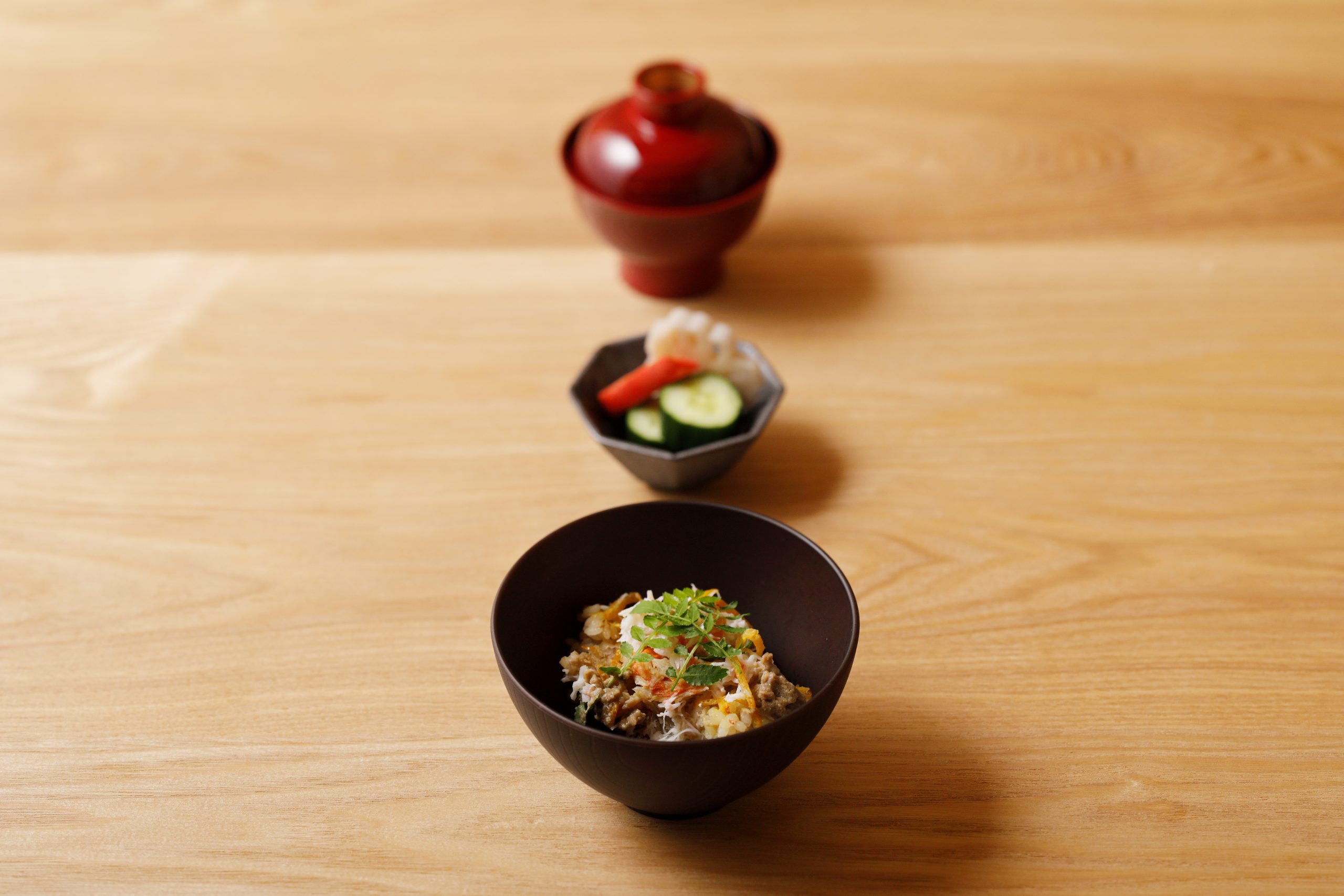 ズワイ蟹と夏蜜柑の土鍋ご飯